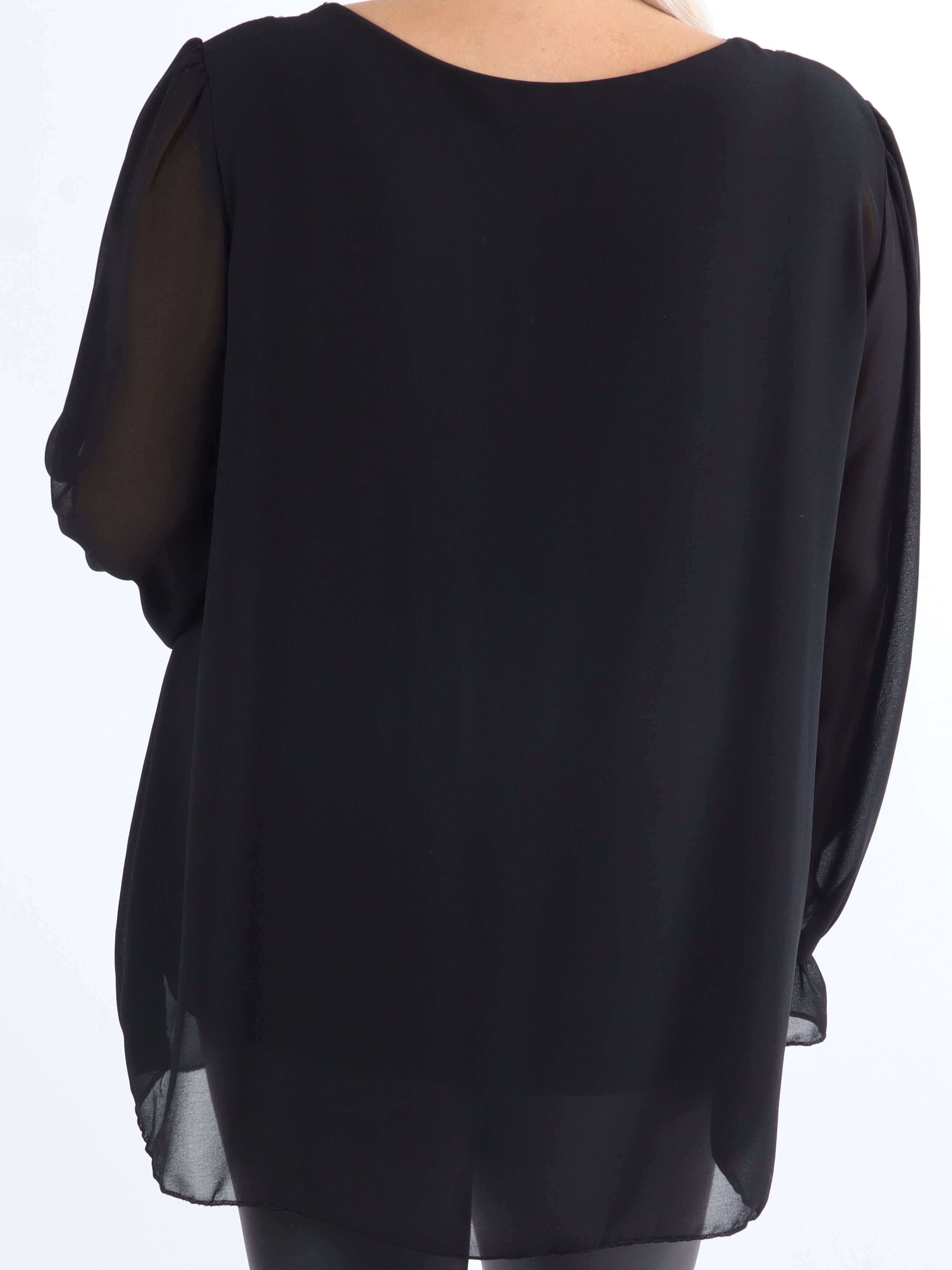 Nellike - Plus size tunika i chiffong med paljetter